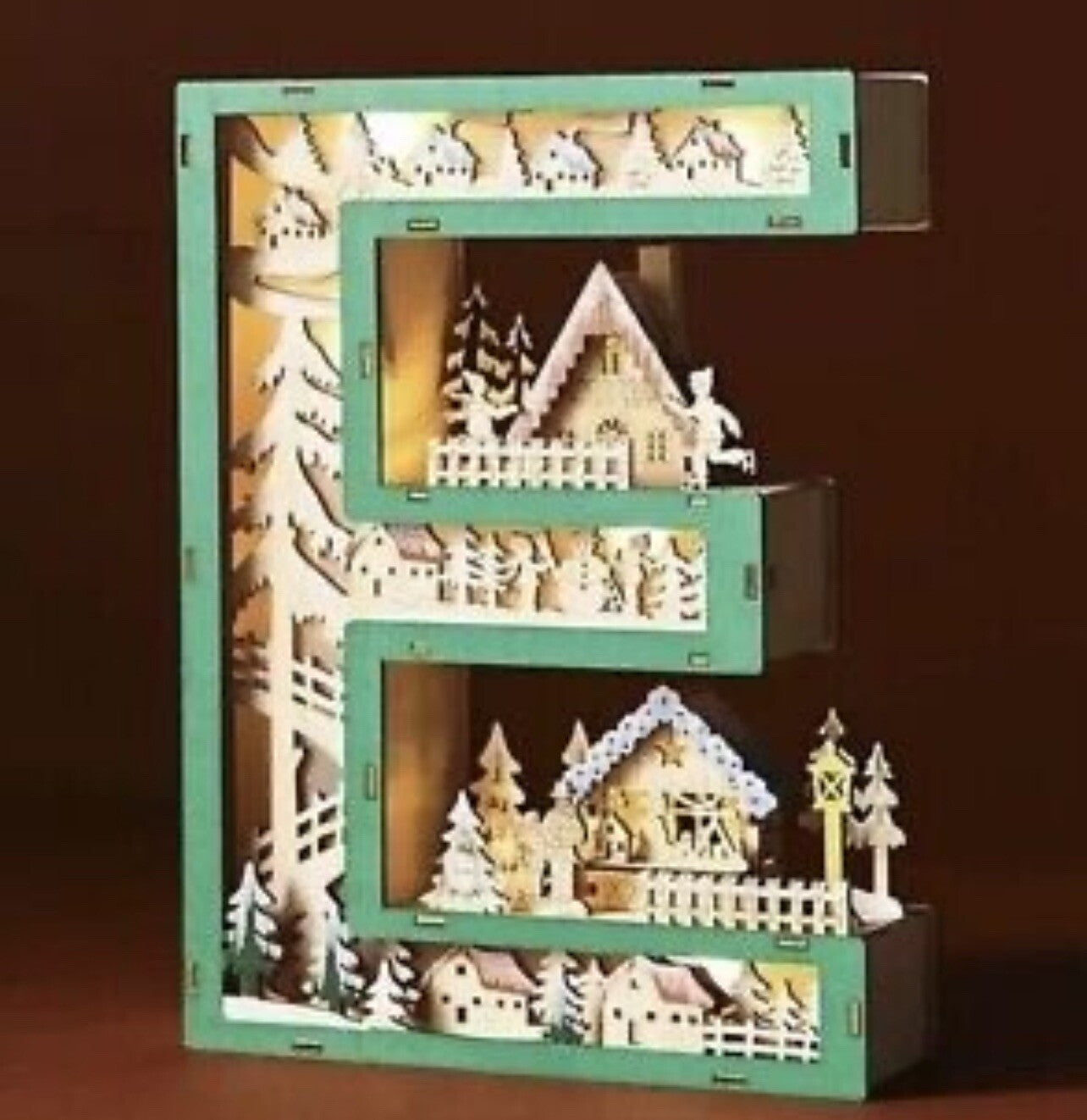 Anthropologie Wonderland Scene Monogram Light-Up Holiday Decoration Letter E ANTHROPOLOGIE - KOEEK