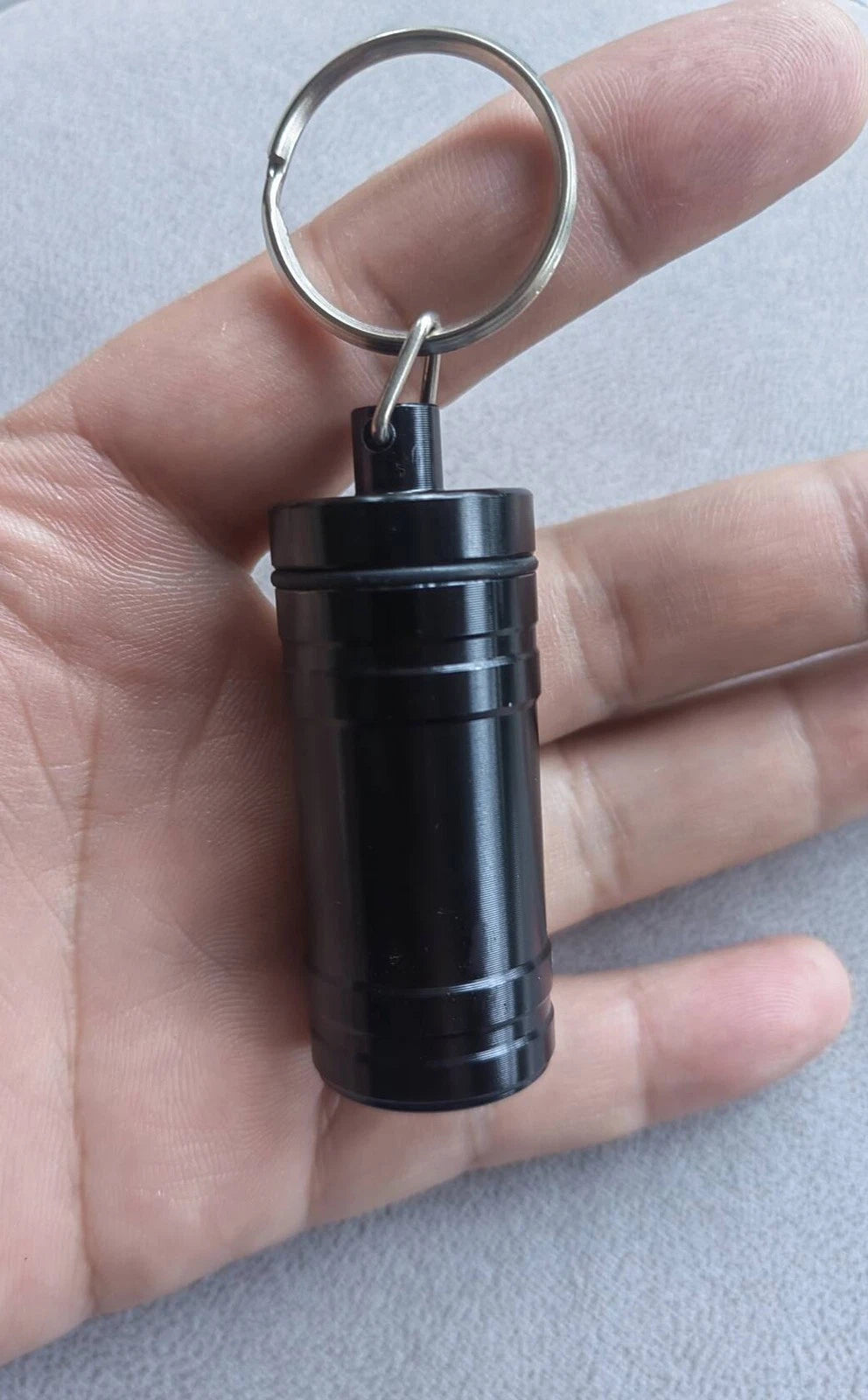 Premium Aluminum Waterproof Medication Pill Container Box Key Chain With Spoon 07FC0E-D4 - KOEEK