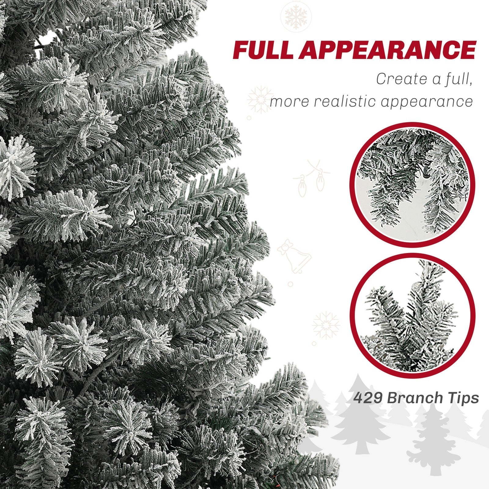 HOMCOM 6 ft Pencil Christmas Tree, Pre-Lit Xmas Tree w/ Dual Color Lights HOMCOM - KOEEK