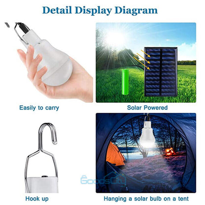 new 2 Bombillas Solares Recargable LED Focos Con Panel De Solar Luz Para Exteriores