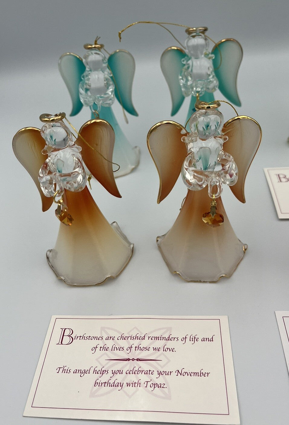 (8) Glass Ornament Angels High Quality Glass Collection Birthstone Angels ! 07FC0E-D4 - KOEEK