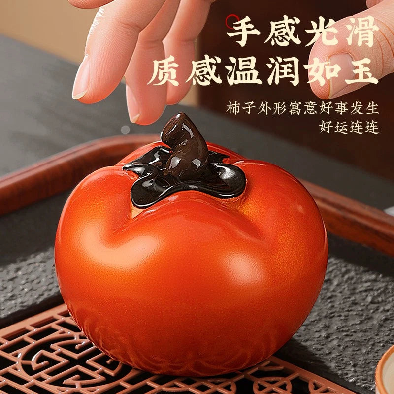 1Pc Exquisite Persimmon Tea Pet Creative Decoration Dedicated Tea Set Ornament 07FC0E-D4 - KOEEK