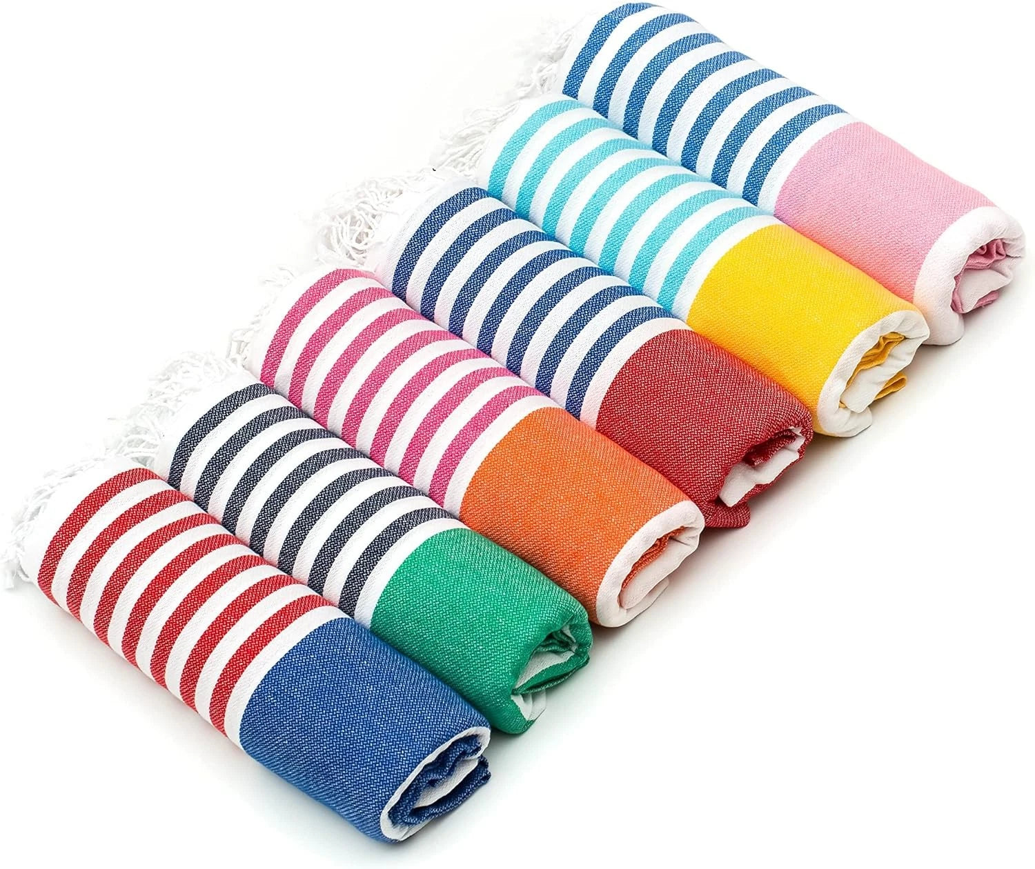Turkish Beach Towel 6-Piece Set - Sand-Free Design -  Organic Ultra 07FC0E-D4 - KOEEK