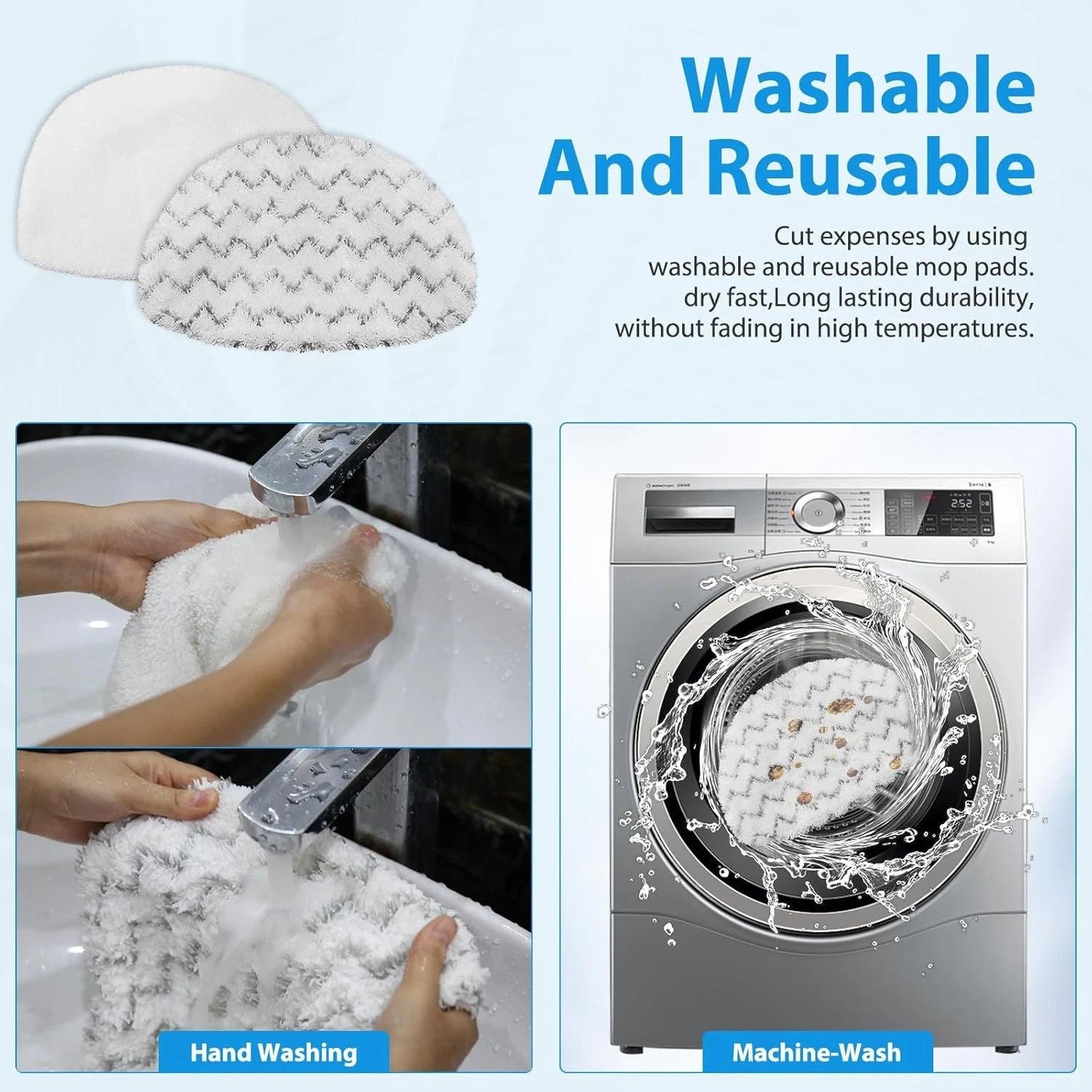 6-pack steam mop replacement pads, model numbers 19402 and 19404 07FC0E-D4 - KOEEK