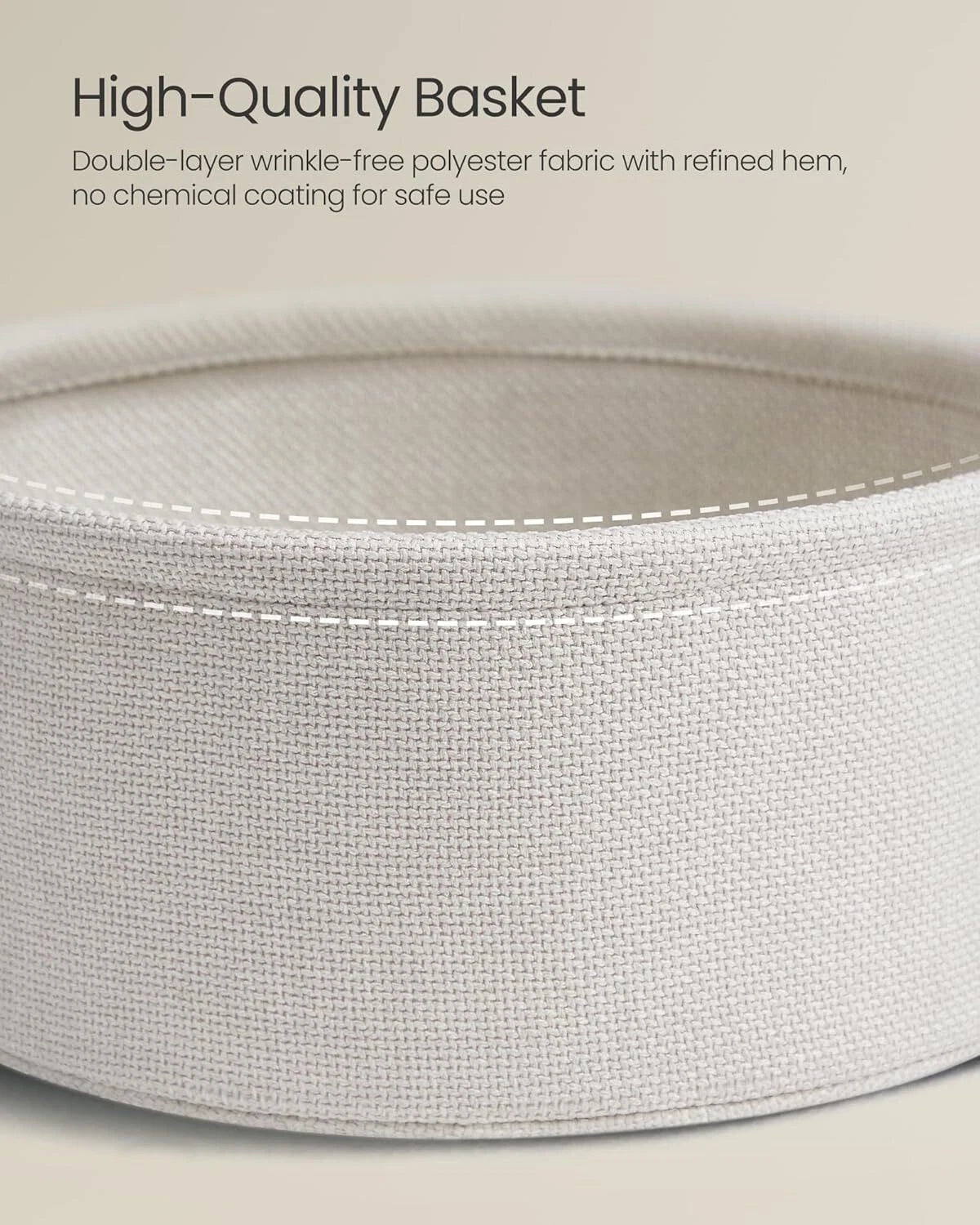 Small Nightstand with Fabric Basket, Modern Nightstand, Round Side Table 07FC0E-D4 - KOEEK