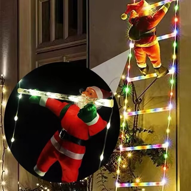 1-3M Santa Claus Climbing Ladder with Warm Light Christmas Decoration 2024 Gift 07FC0E-D4 - KOEEK