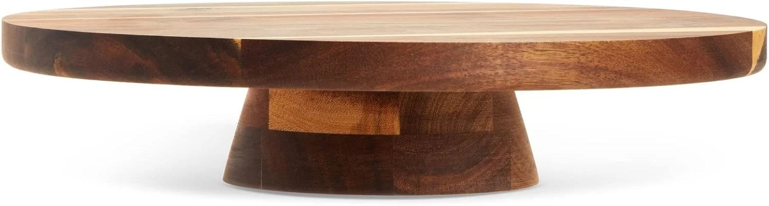 Round Acacia Wood Cake Stand for Wedding - Wooden Cake Stand for Appetizers 07FC0E-D4 - KOEEK