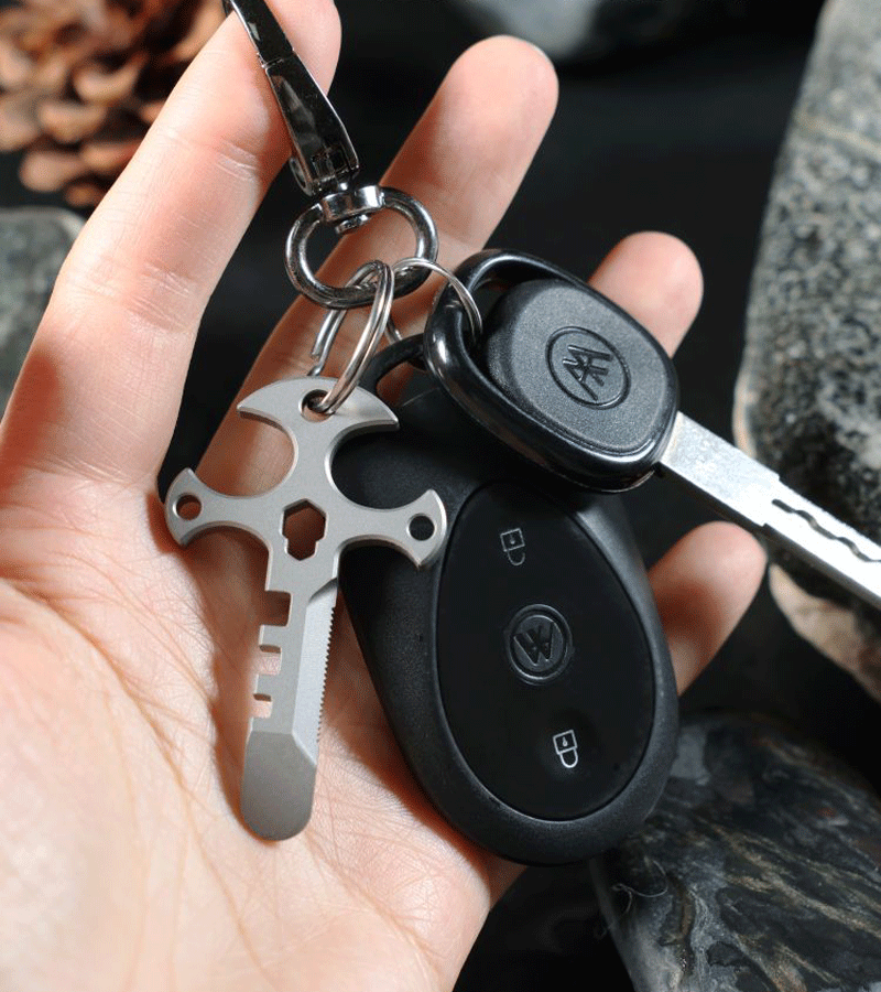 Mini Titanium Pendant Necklace Portable Outdoor  Multi Tools EDC Card Keychain 07FC0E-D4 - KOEEK