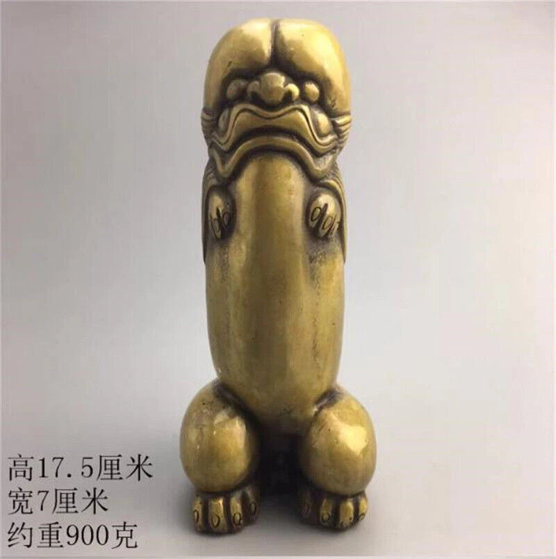 Chinese Tibet Brass Carved Lion Statues Action Figure Collection Decoration 07FC0E-D4 - KOEEK