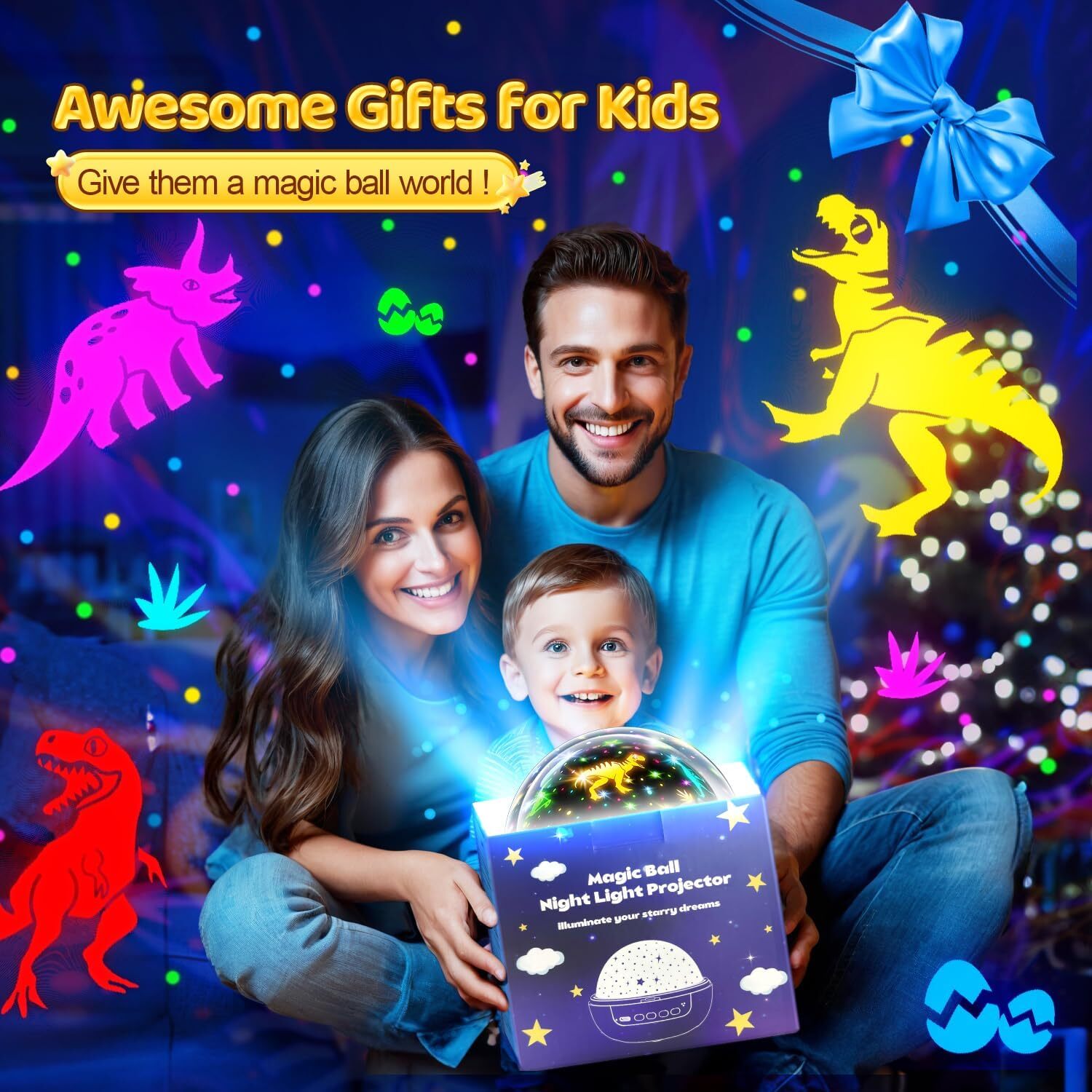 new Kids Night Light Projector for Room, Remote+3 Films+93 Effect Black
