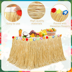 new Luau Party Decorations, Natural Hawaiian Grass Table Skirt, 1 Pack, Gold 07FC0E-D4 - KOEEK