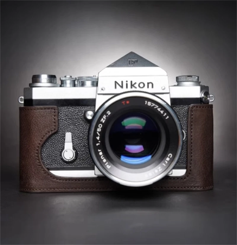 Nikon F Handmade  Retro Cover Leather Half Case Camera Big FInsert TP 07FC0E-D4 - KOEEK