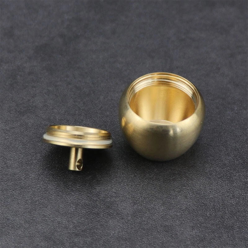 Brass Keychain Waterproof Storage Box Sealed Pill Capsula Portable Tank EDC Tool 07FC0E-D4 - KOEEK