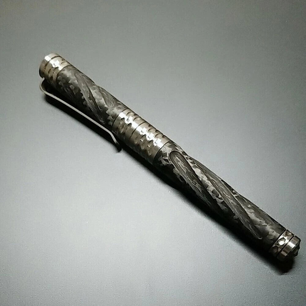 Swirl Solid Titanium Carbon Fiber Ball Pen Business Office Signature Gel Pen EDC 07FC0E-D4 - KOEEK
