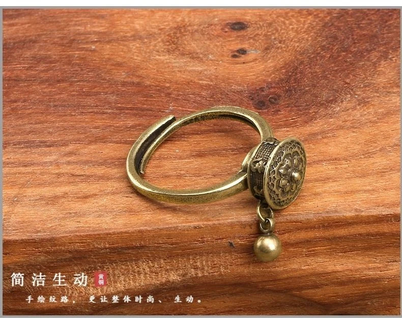 Chinese Style Ring Vintage Bell Amulet Adjustable Protector Ring Jewelry 07FC0E-D4 - KOEEK