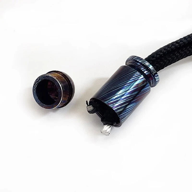 EDC Titanium Damascus Parachute Cord Bead Necklace Keychain Pendant Lanyard Tool 07FC0E-D4 - KOEEK