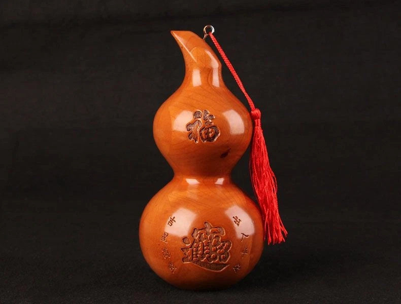 Peach Wood Taiji Bagua Fu Gourd Hanging Ornament Feng Shui Home Decor 07FC0E-D4 - KOEEK