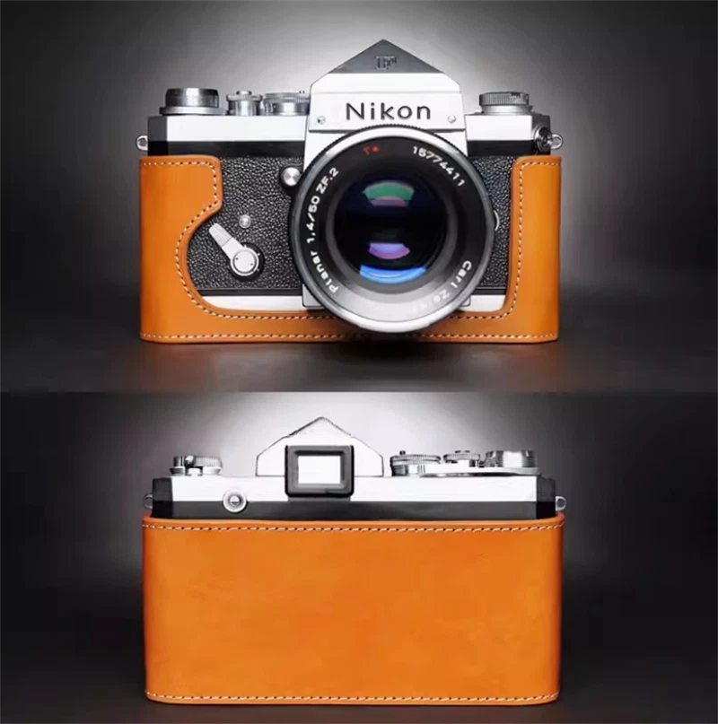 Nikon F Handmade  Leather Half Case Camera Big F Retro Cover Insert TP 07FC0E-D4 - KOEEK