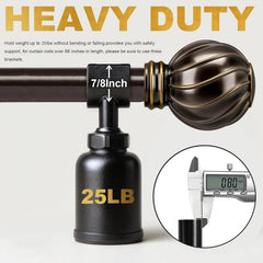Brown curtain rod, suitable for windows ranging from 66 to 120 inches. 07FC0E-D4 - KOEEK