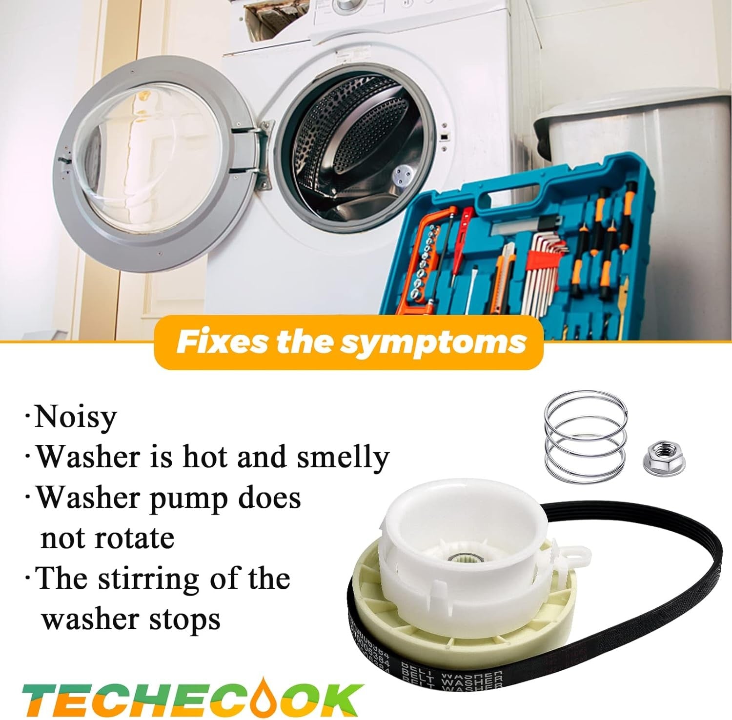 new W10721967 Washer Pulley Clutch Kit & W10006384 Drive Belt by Techecook -... TECHECOOK - KOEEK