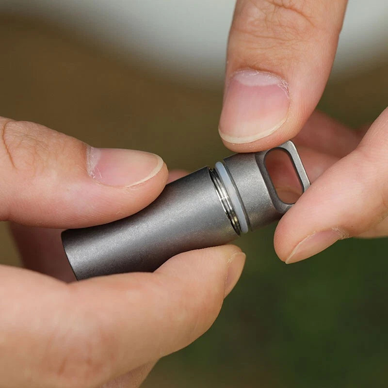 EDC Titanium Waterproof Box Sealed Storage Tank Portable Pill Container Keychain 07FC0E-D4 - KOEEK