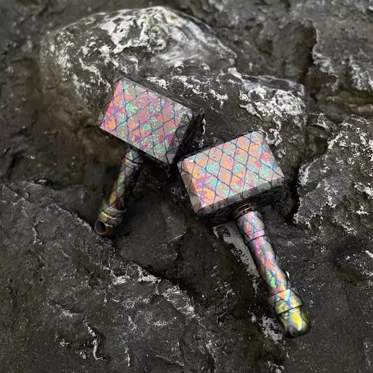 Titanium EDC Key Chain Necklace Hammer Pendant DIY Beads Paracord Bead Zip Head- 07FC0E-D4 - KOEEK