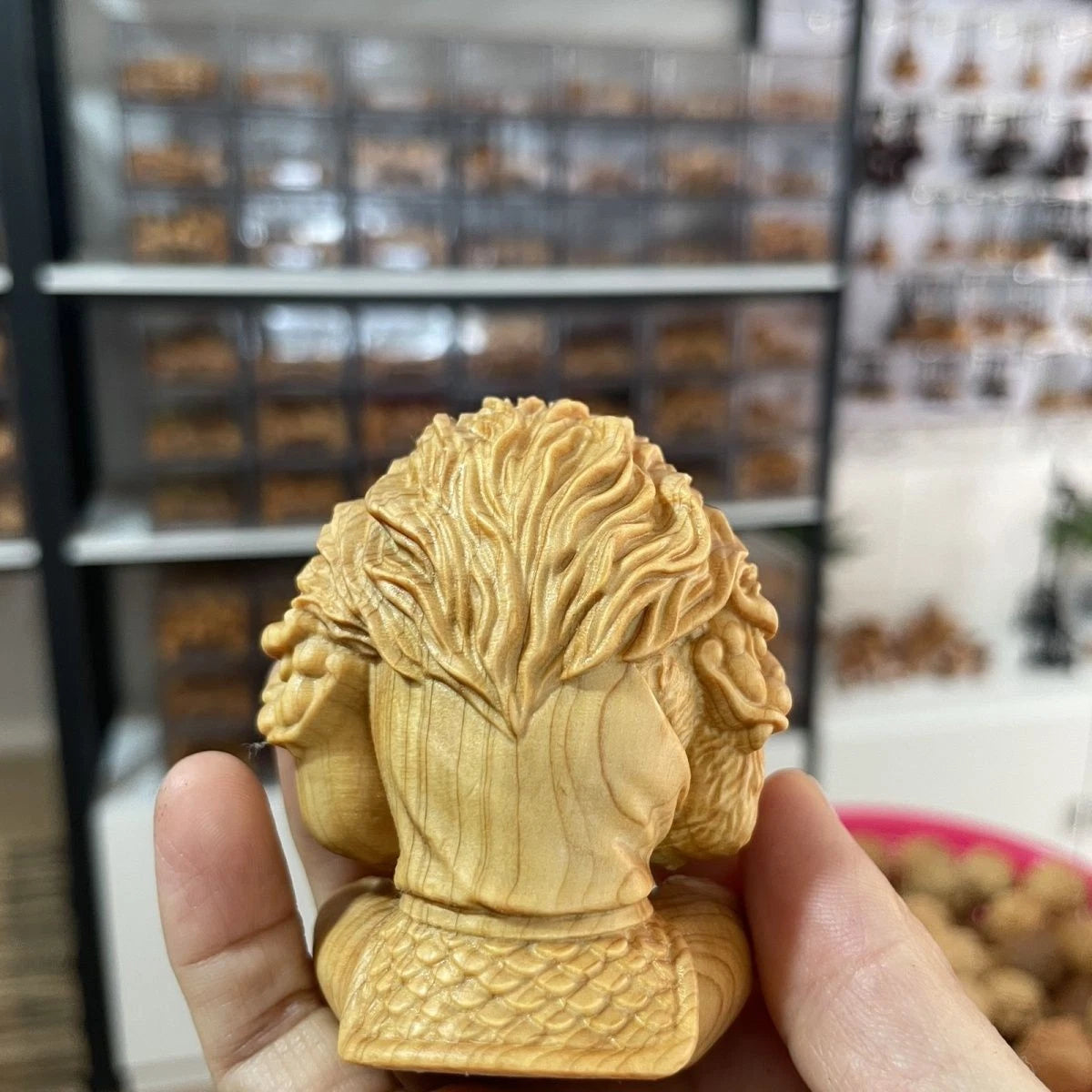 Boxwood Sun Wukong Carving Figurine Qi Tian Da Sheng Home Car Decor 07FC0E-D4 - KOEEK