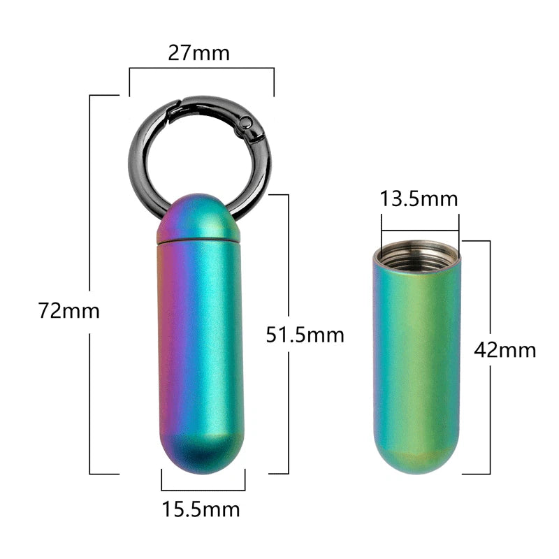 Titanium Pill Holder Container Organizer Case Waterproof Box Portable Keychain 07FC0E-D4 - KOEEK