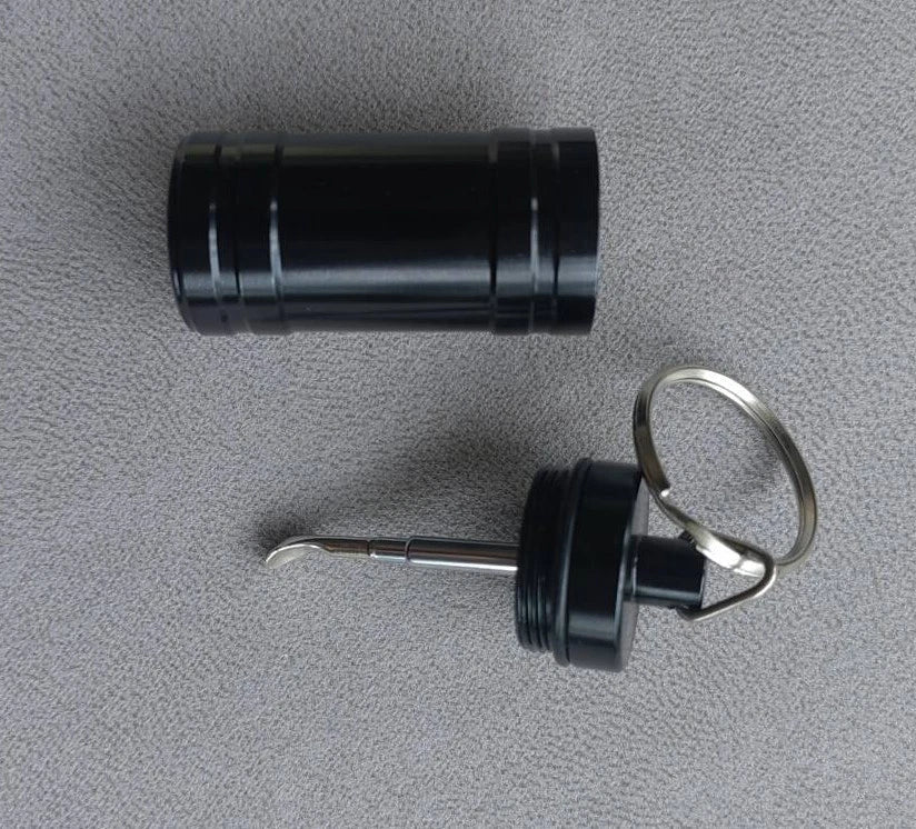 Premium Aluminum Waterproof Medication Pill Container Box Key Chain With Spoon 07FC0E-D4 - KOEEK