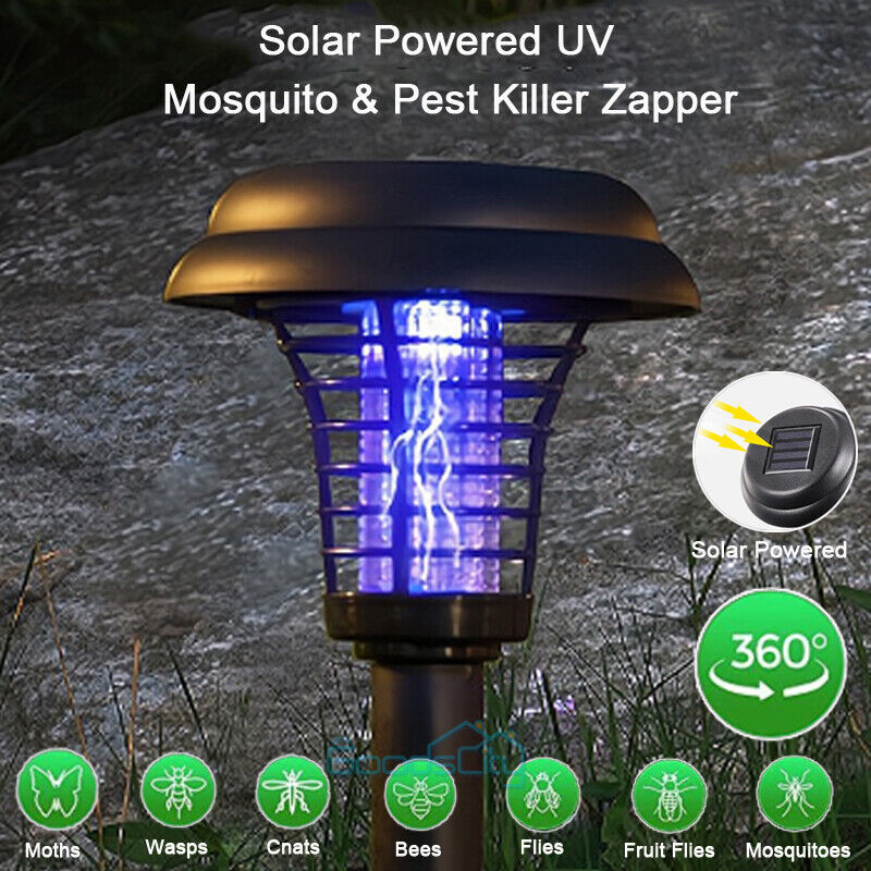 new 2 4 Solar Fly Zapper Mosquito Bug Insect Killer LED Light Trap Pest Control Lamp