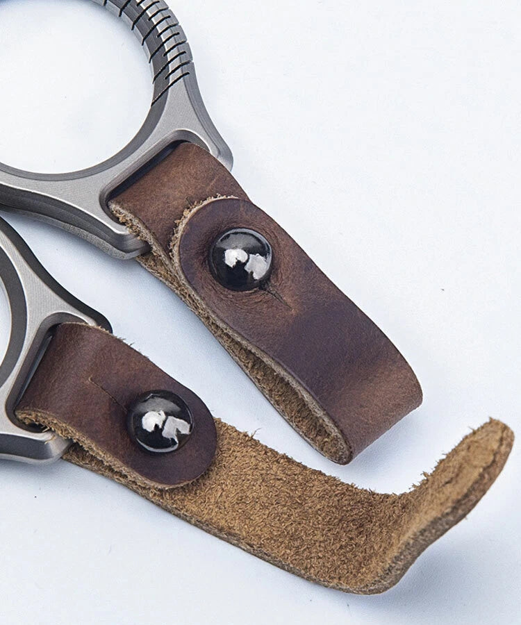 EDC Titanium Alloy + Leather Keychain Portable Removable Key Ring Pendant Tool EDC - KOEEK