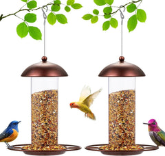 2 Pack Metal Wide Bird Feeders -Hanging Outdoor Bird Feeder with 1.6lbs Capacity 07FC0E-D4 - KOEEK