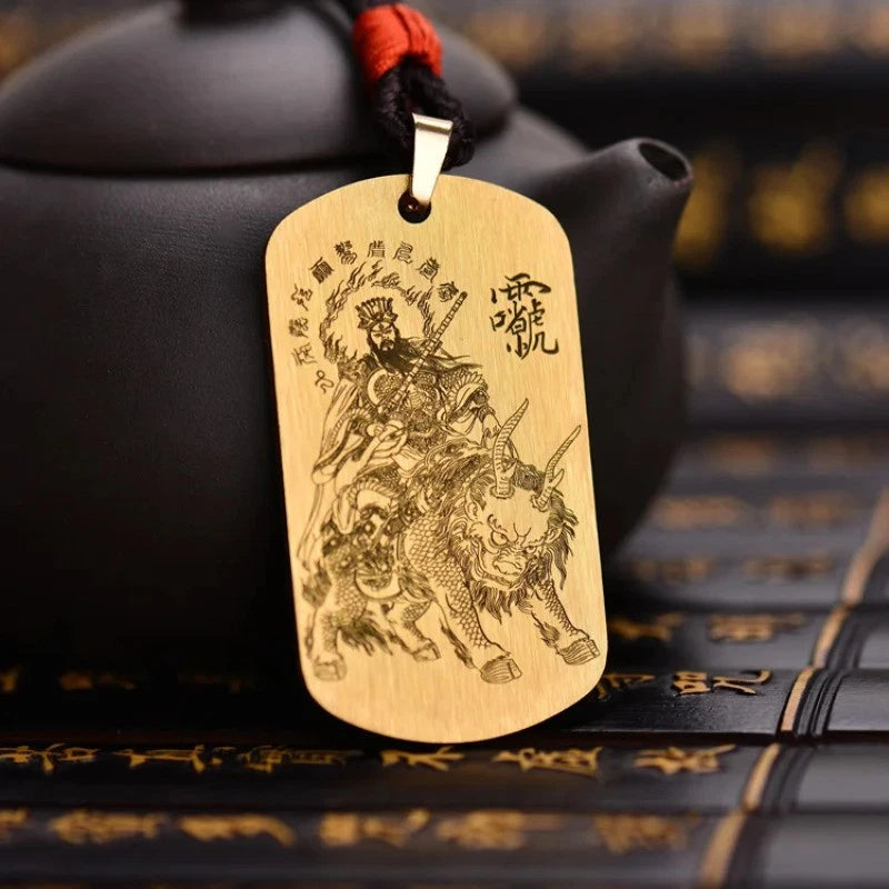 Chinese Jiutian YingYuan Thunder Tianzun Pendant Copper Necklace Taoist Amulet 07FC0E-D4 - KOEEK