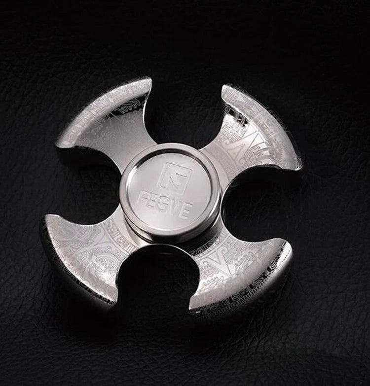FEGVE Baked blue Aerolite Titanium EDC Four-Hand quadrangle Fidget Spinner Toy 07FC0E-D4 - KOEEK