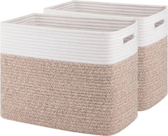Shelf storage basket dimensions: 15 x 9.8 x 11.8 inches, set of 2, brown 07FC0E-D4 - KOEEK