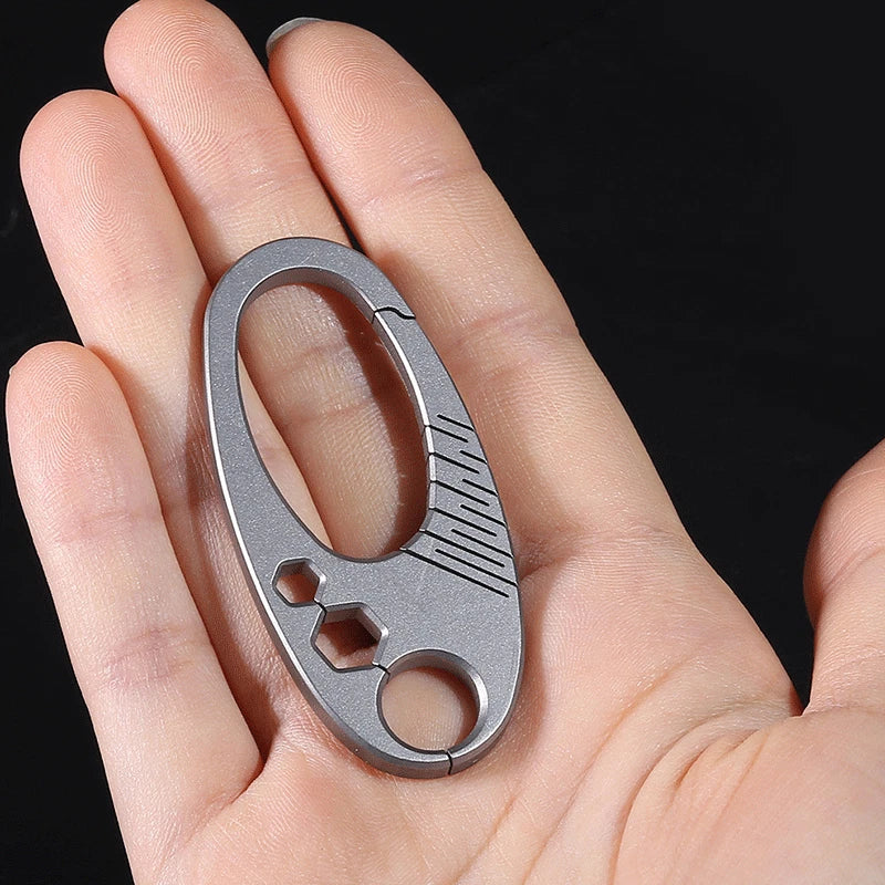 EDC Titanium Alloy Keychain Carabiner Waist Fast Hanging Buckle with Key Ring 07FC0E-D4 - KOEEK