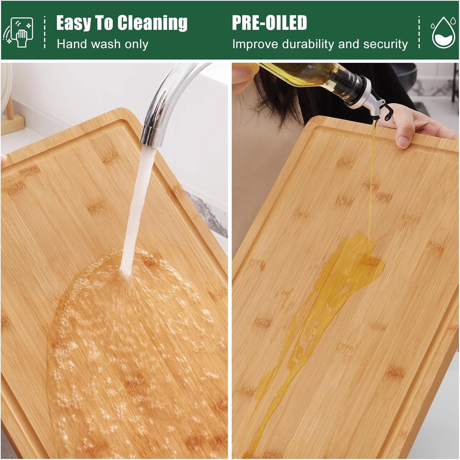 Extra Large Cutting Board with Juice Groove and Handle, Cold Meat Cutting Board 07FC0E-D4 - KOEEK