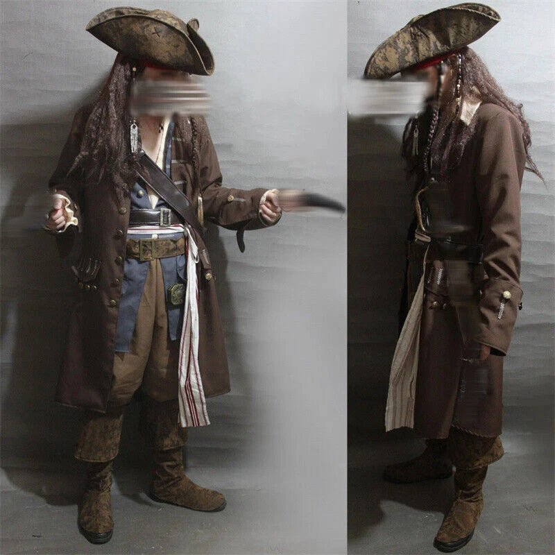 Cosplay Adult Jack Sparrow Costume Pirates of the Caribbean Outfits Halloween 07FC0E-D4 - KOEEK