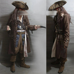 Cosplay Adult Jack Sparrow Costume Pirates of the Caribbean Outfits Halloween 07FC0E-D4 - KOEEK