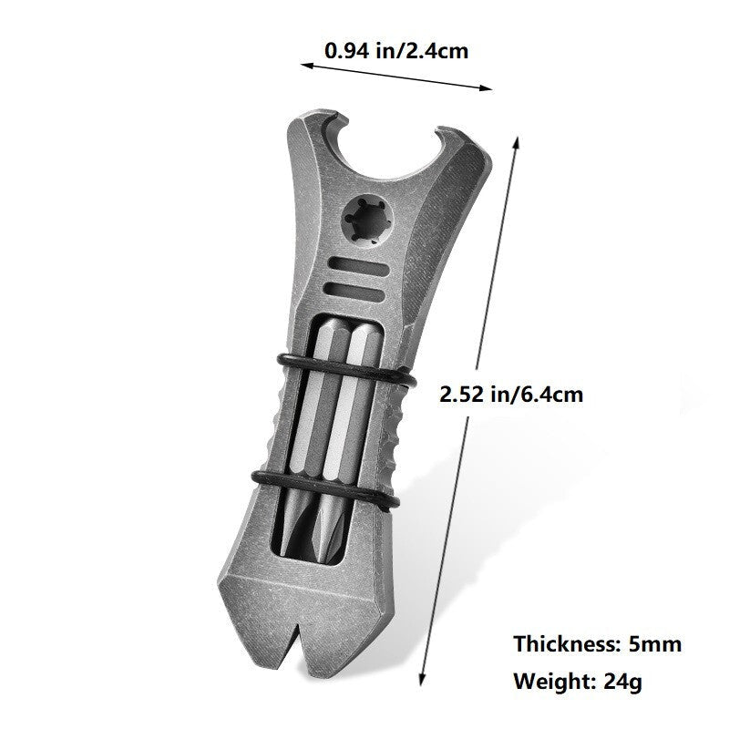 EDC Titanium Pry Bar Crowbar Bottle Opener Screwdriver Pocket Multi Tool Outdoor 07FC0E-D4 - KOEEK