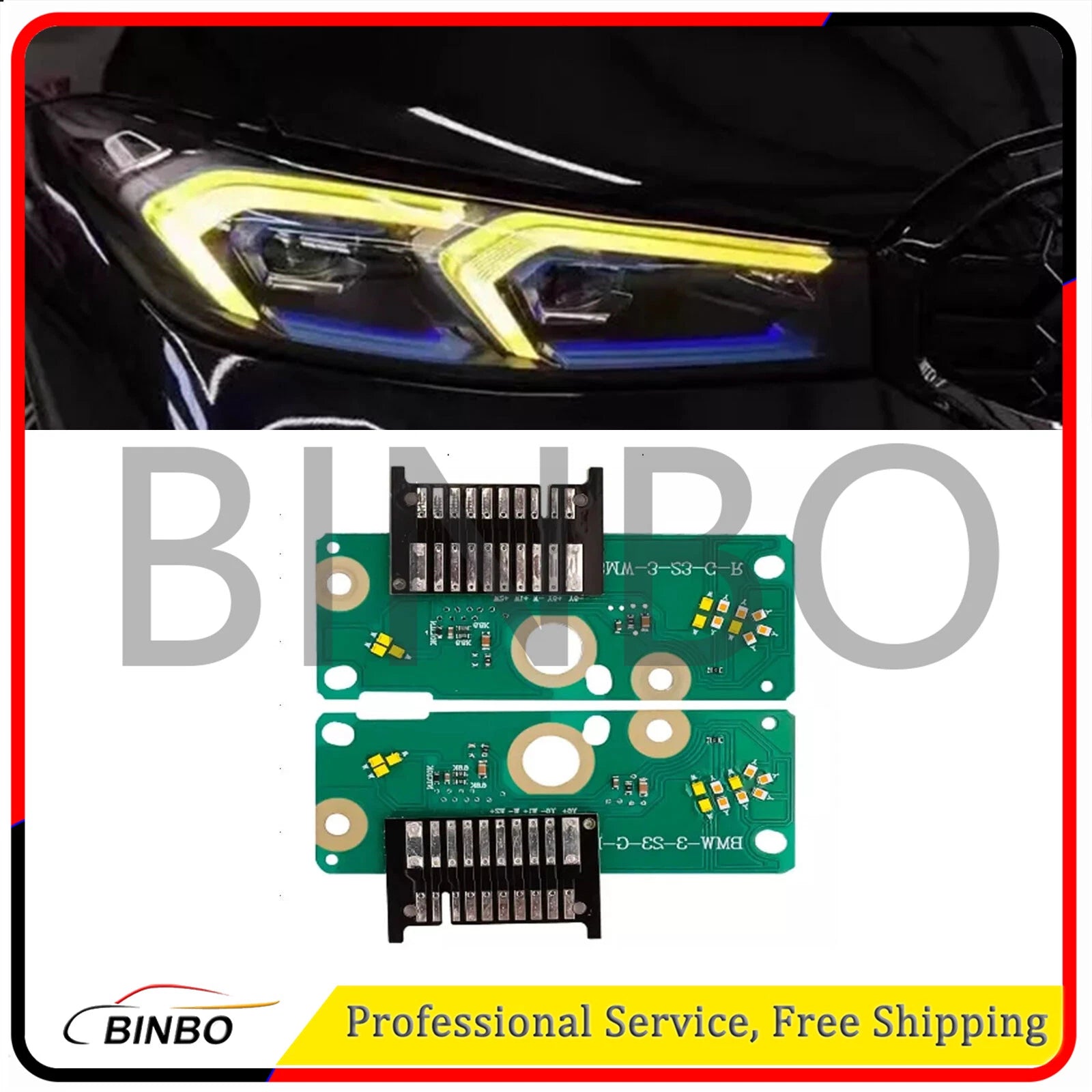 For BMW 3' G20 G21 G28 LCI 2023 2022 Lemon Yellow Angel Eyes light DRL Board 07FC0E-D4 - KOEEK