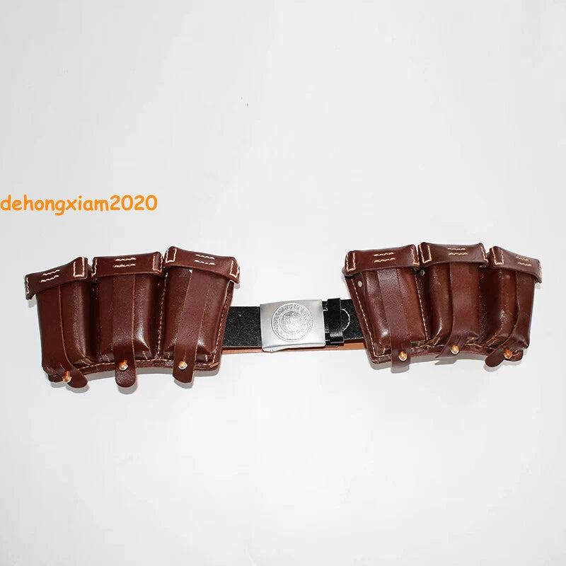 WW2 German Army Cowhide Belts Y-shape Double Straps Ammo Pouch Reproduction 98K 07FC0E-D4 - KOEEK