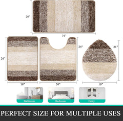 Bathroom mat set (4 pieces), including toilet seat cover 07FC0E-D4 - KOEEK