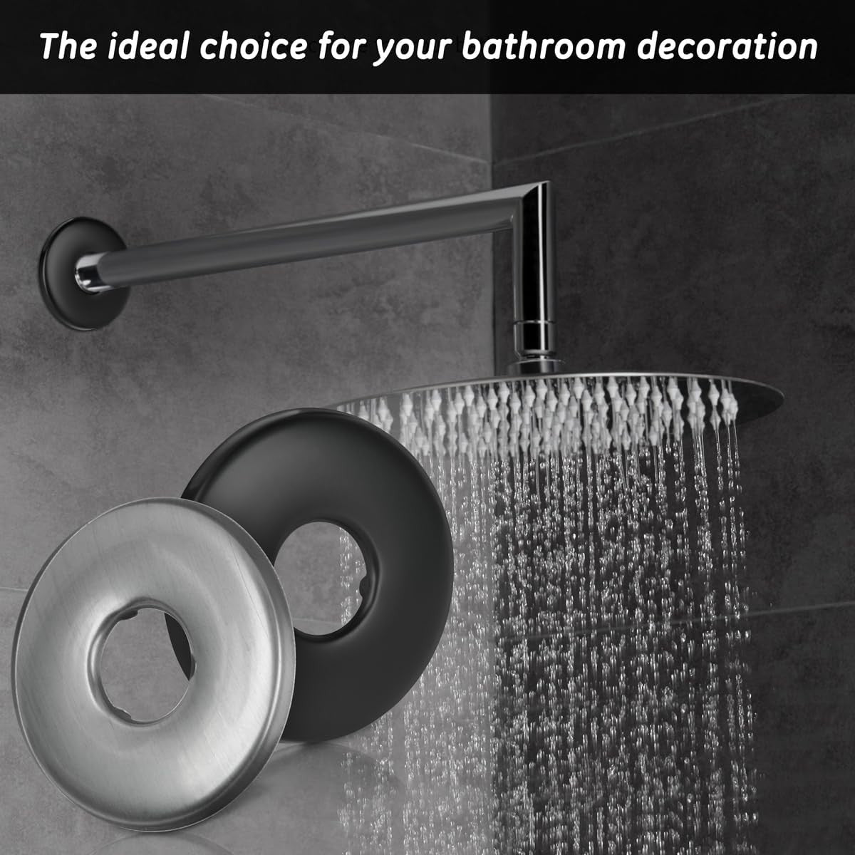 new 4 Pack Shower Arm Flange, Round Replacement Escutcheon Plate, 2.5 Black 07FC0E-D4 - KOEEK