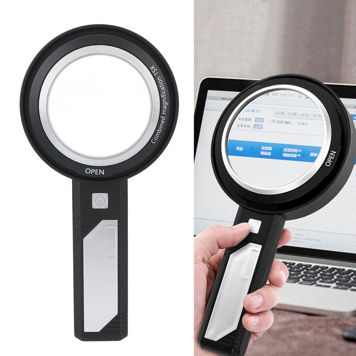 new Seniors 6X/15X Magnifying Glass 6 LED Lights Handheld Lens Magnifier For Rea AP9 koeek - KOEEK