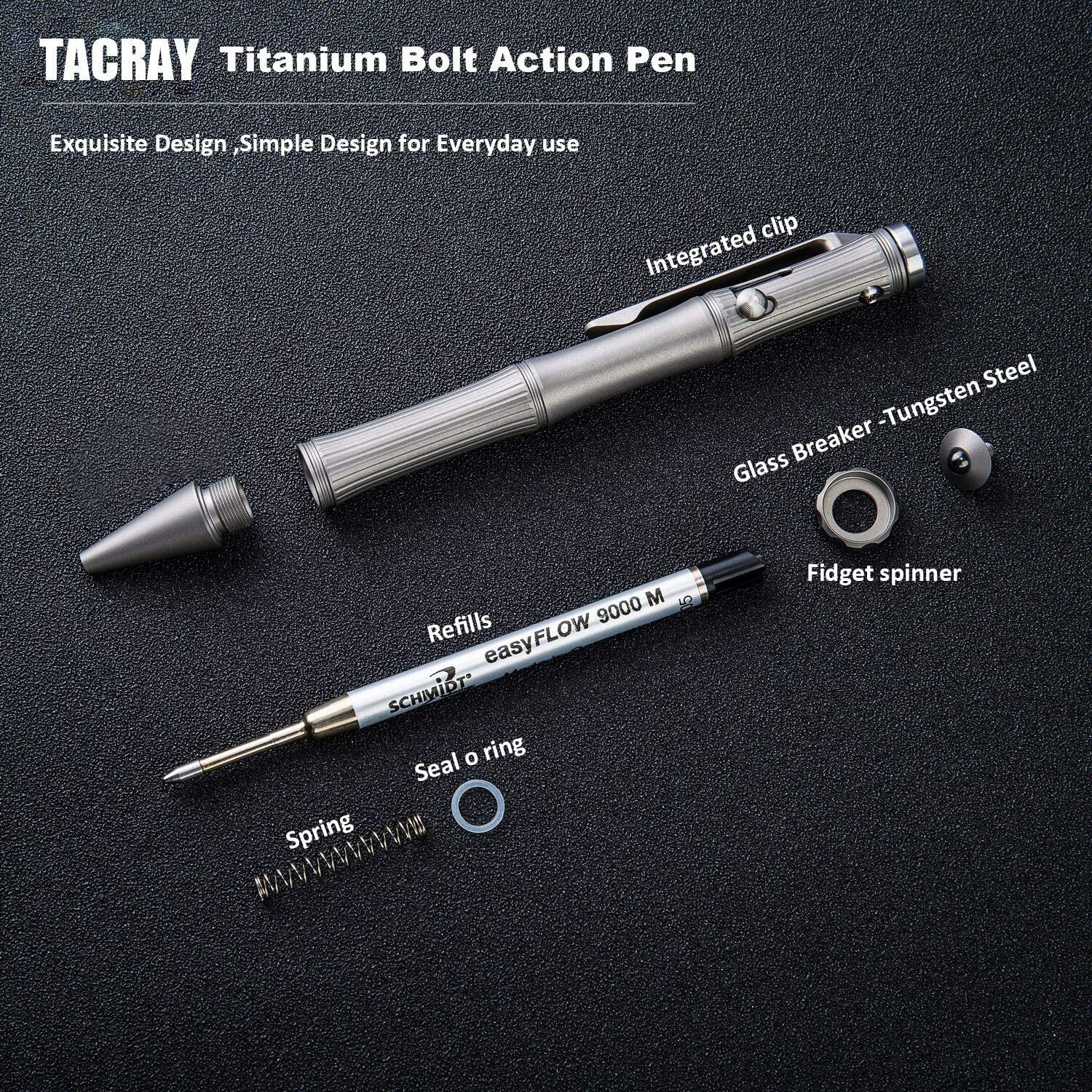 Solid Titanium Alloy Gyroscope Signature EDC Toy Pen Suitable For ADHD Student 07FC0E-D4 - KOEEK