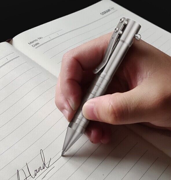 EDC Portable Pocket Outdoors Pen Solid TC4 Titanium Alloy Bolt Action Ball Pen 07FC0E-D4 - KOEEK