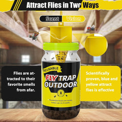 new Reusable Fly Traps Outdoor Bottles, 3 Pack Killer Catcher Jar yellow blue 07FC0E-D4 - KOEEK