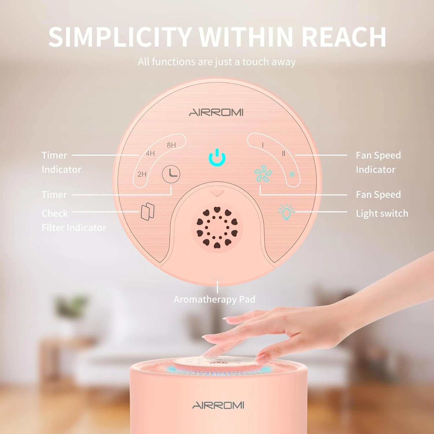 Bedroom Air Purifier with 3-in-1 Filter360° Omni-Directional Quiet Air Purifier 07FC0E-D4 - KOEEK
