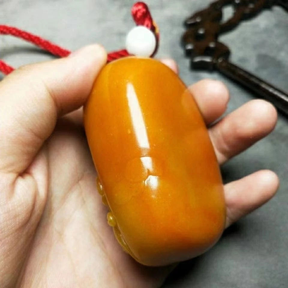 Chinese antique Huanglong jade carved goldfish swimming pendant 07FC0E-D4 - KOEEK
